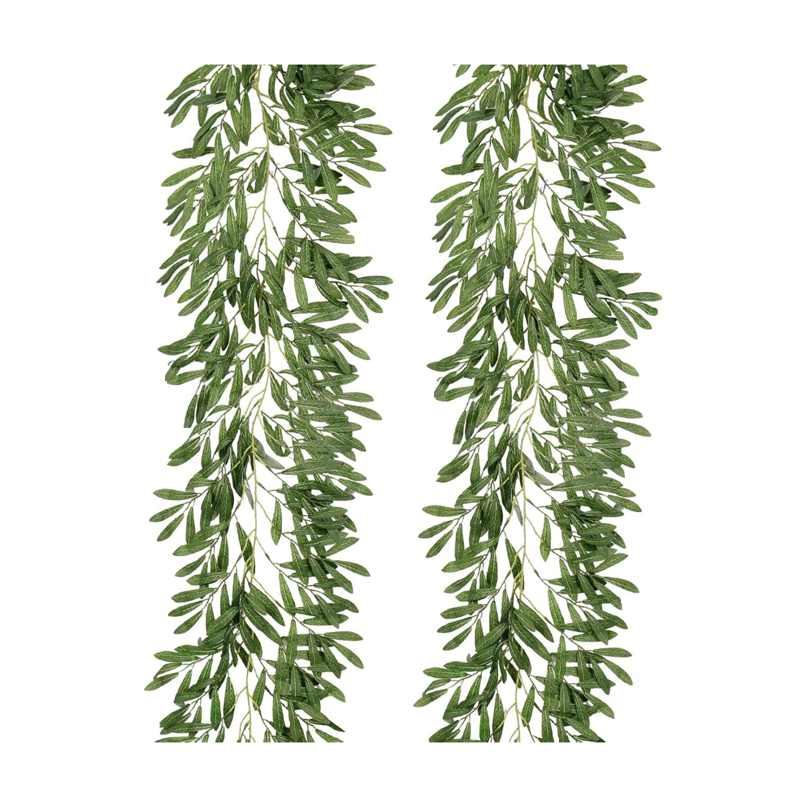 Artificial Olive Leaves Garlands Fake Hanging Silk Willow Leave / Olive Green / 6.2 Inch / Set of 2