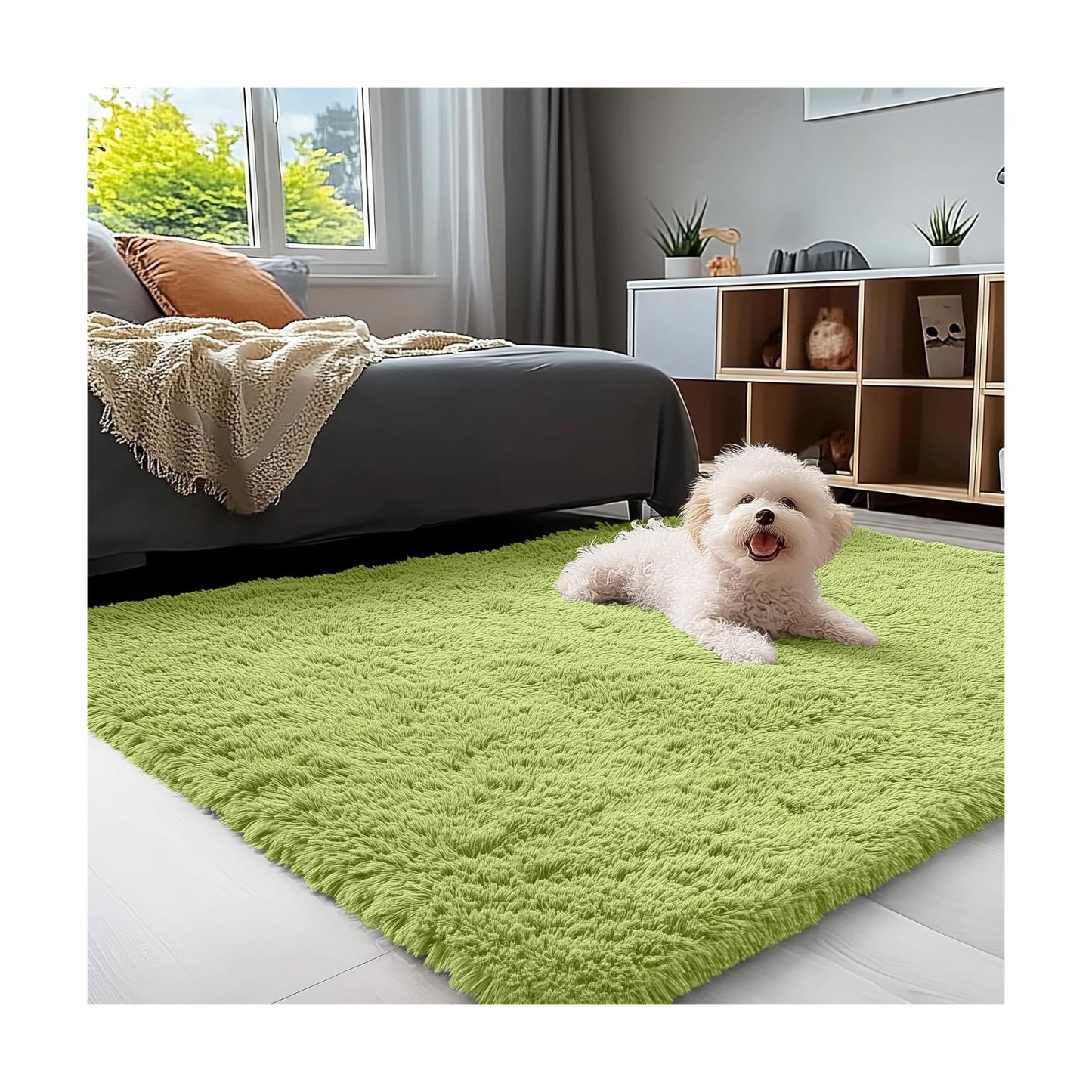 OLANLY 3x5 Machine Washable Small Bedside Rug, Soft Fluffy Shaggy Rugs for Living Room, Bedroom, Indoor Floor Carpet