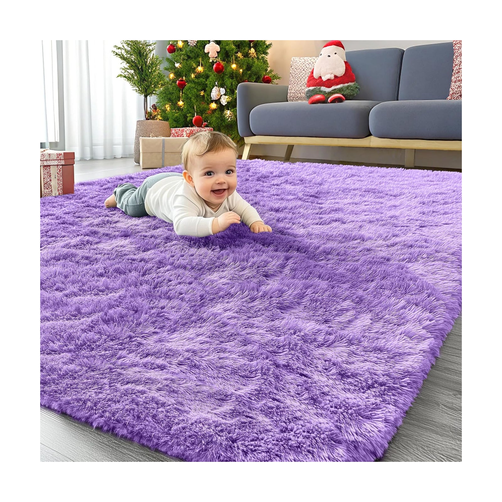 OLANLY Area Rugs for Living Room Bedroom, Machine Washable 4x5.9 ft Soft Fluffy Shaggy Bedside Rug, Indoor Floor Carpet
