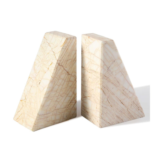 Marble Bookends / Natural Decorative Bookend / Turkey-cream Color