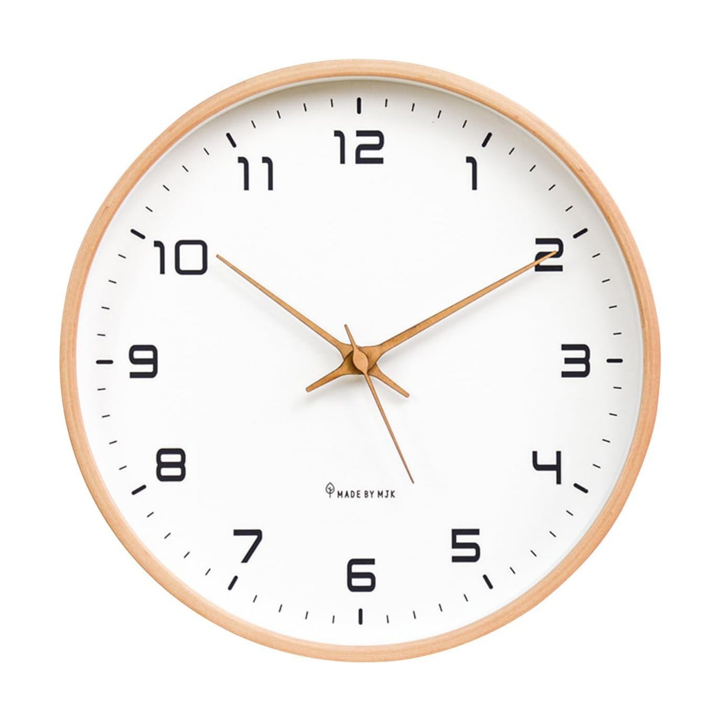 Ergocar Wall Clock, Modern Silent No Ticking Round Wooden Wall Clock Battery Powered Decorate Bedroom, Living Room
