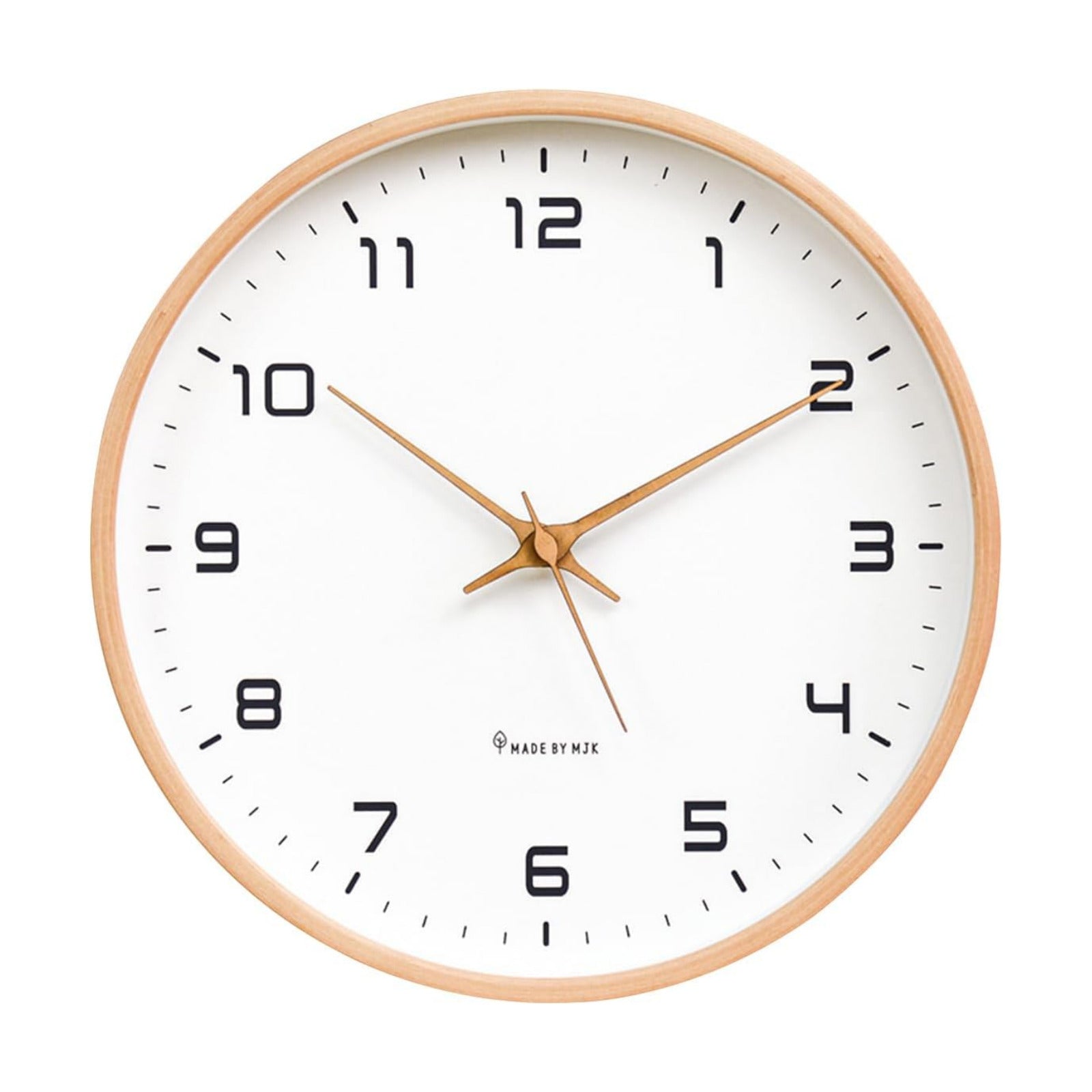 Ergocar Wall Clock, Modern Silent No Ticking Round Wooden Wall Clock Battery Powered Decorate Bedroom, Living Room