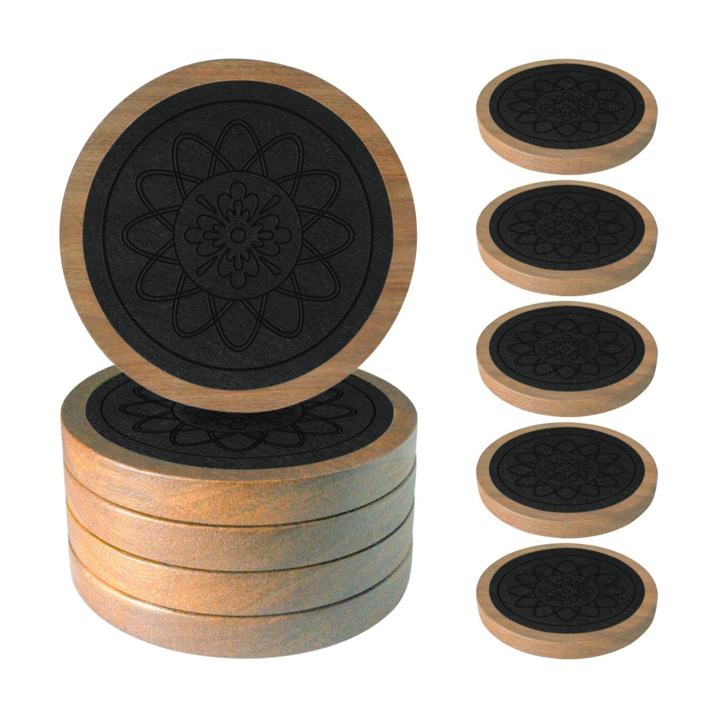 Wood Coasters for Drinks / #5-black
