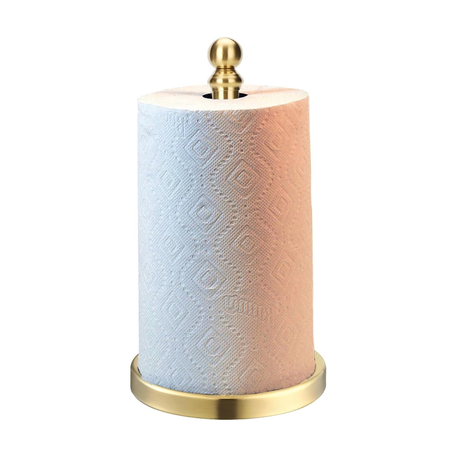 Exilon Gold Paper Towel Holder Countertop with Weighted Stainless Steel Base, One-Handed Design No Tipping Over