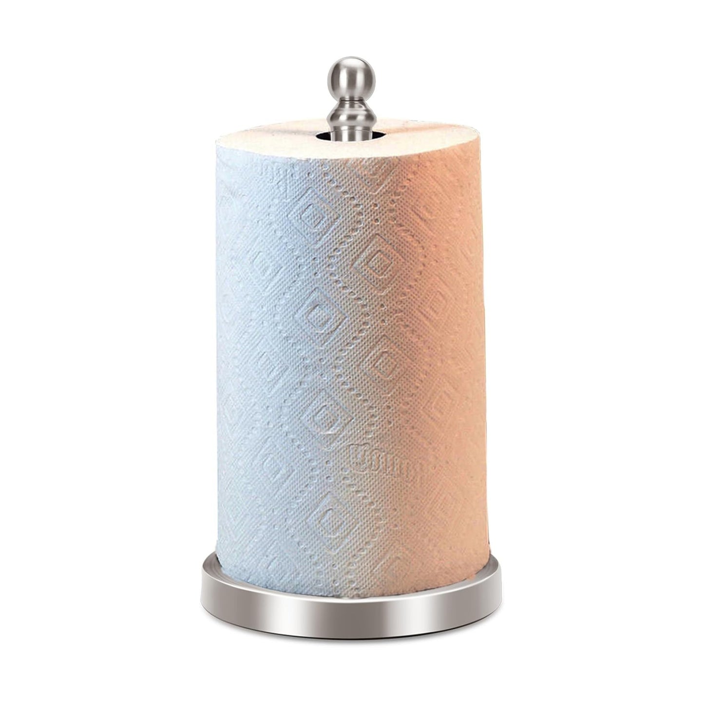 Exilon Paper Towel Holder Countertop with Weighted Base, One-Handed Design No Tipping Over, Stainless Steel Paper Towel