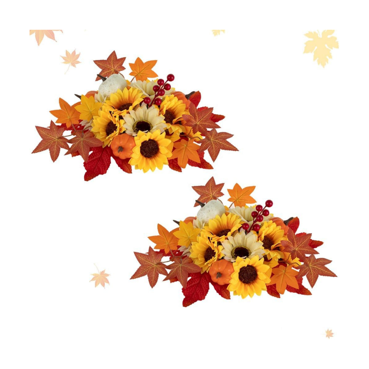 BLOSMON Fall Flowers Artificial for Table Decorations, 2 Pcs, Orange