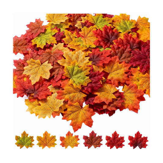 Jiesky 1170 Pcs 8cm/3.1inch Artificial Maple Leaves 6 Colors Fall Leaves Thanksgiving Day Autumn Leaf Decorations Wedding Parties Props Party Table Decor Crafts Artificial Flowers 2024