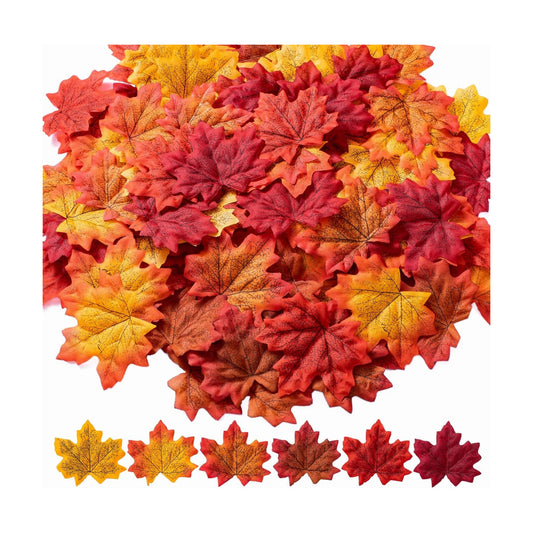Jiesky 1170 Pcs 8cm/3.1inch Artificial Maple Leaves 6 Colors Fall Leaves Thanksgiving Day Autumn Leaf Decorations Wedding Parties Props Party Table Decor Crafts Artificial Flowers 2024