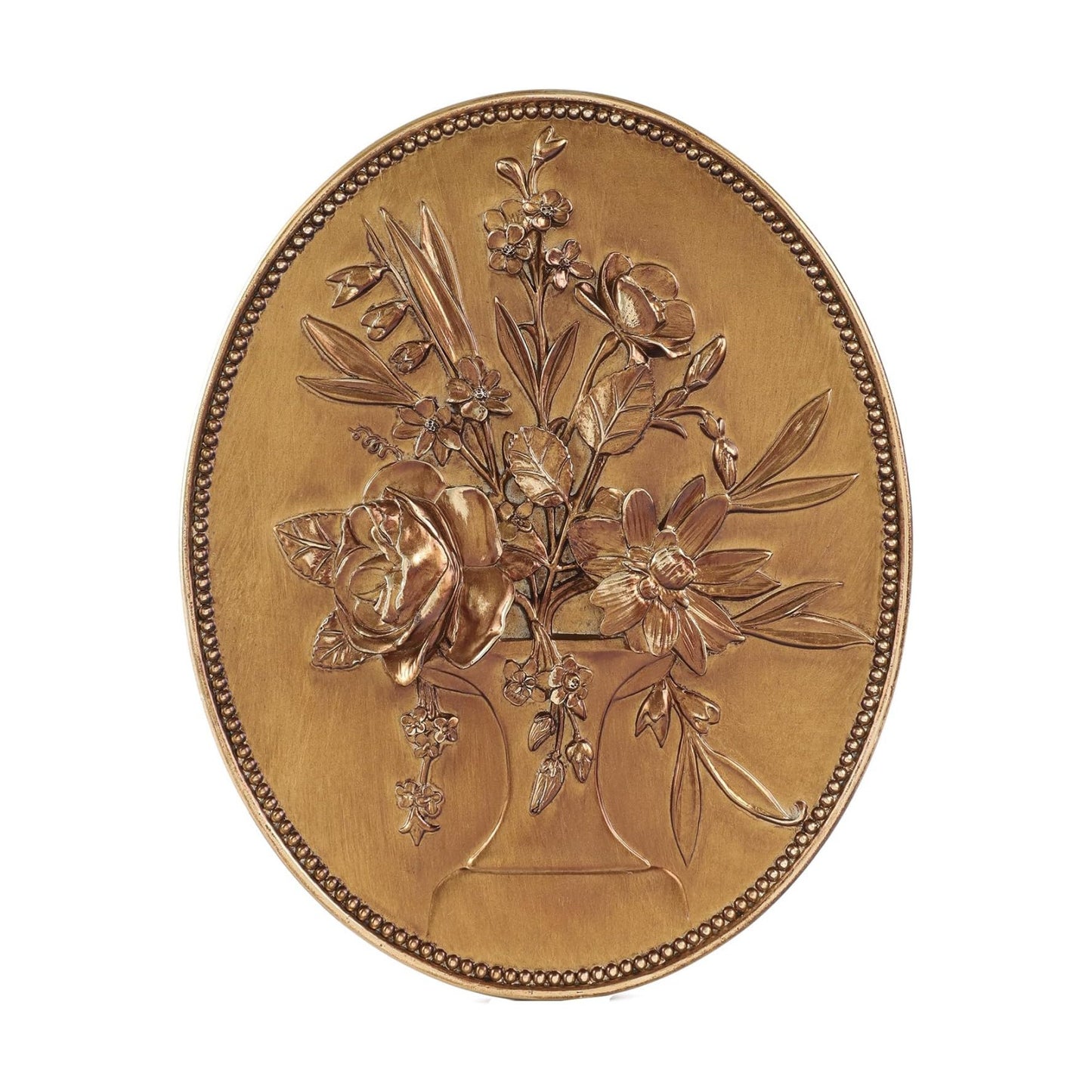 Vintage Wall Sculptures Gold Flower Wall Art Hand Painted Ornate Wall Hanging / Bronze Gold