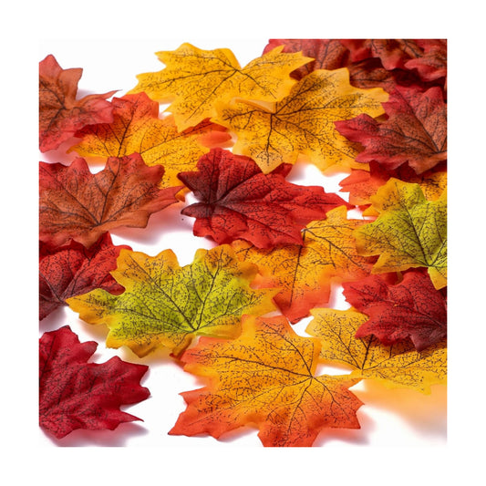 Jiesky 360 Pcs 8cm/3.1inch Artificial Maple Leaves 6 Colors Fall Leaves Thanksgiving Day Autumn Leaf Decorations Wedding Parties Props Party Table Decor Crafts Artificial Flowers 2024
