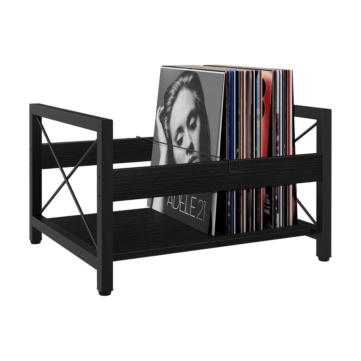 ELITEROO Vinyl Record Holder, Wooden Record Crate Fits 7” -12” Records | Vinyl Shelf Holds up to 50-100 Albums, DVDs