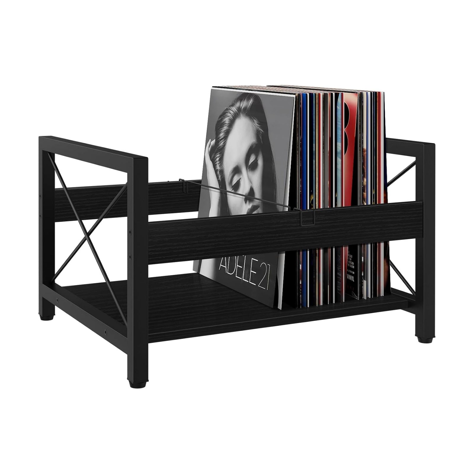 ELITEROO Vinyl Record Holder, Wooden Record Crate Fits 7” -12” Records | Vinyl Shelf Holds up to 50-100 Albums, DVDs