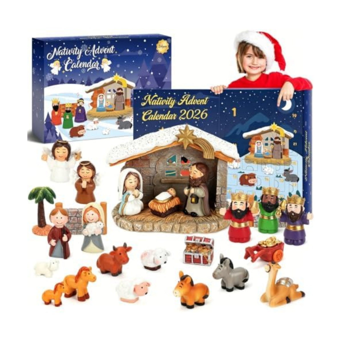 Nativity Advent Calendar 2026 for Kids - 24 Days of Nativity Set for Kids