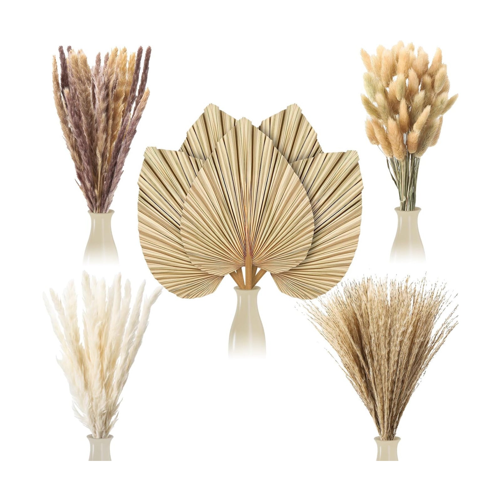 Boho Dried Pampas Grass Decor Bulk / Set of 105