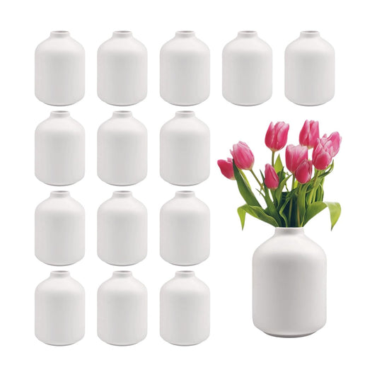 Ceramic Bud Vases Bulk / White / 3.8 Inch / Set of 15