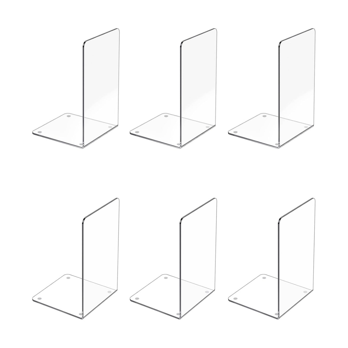 Acrylic Bookends / Book Ends / Clear / Set of 6