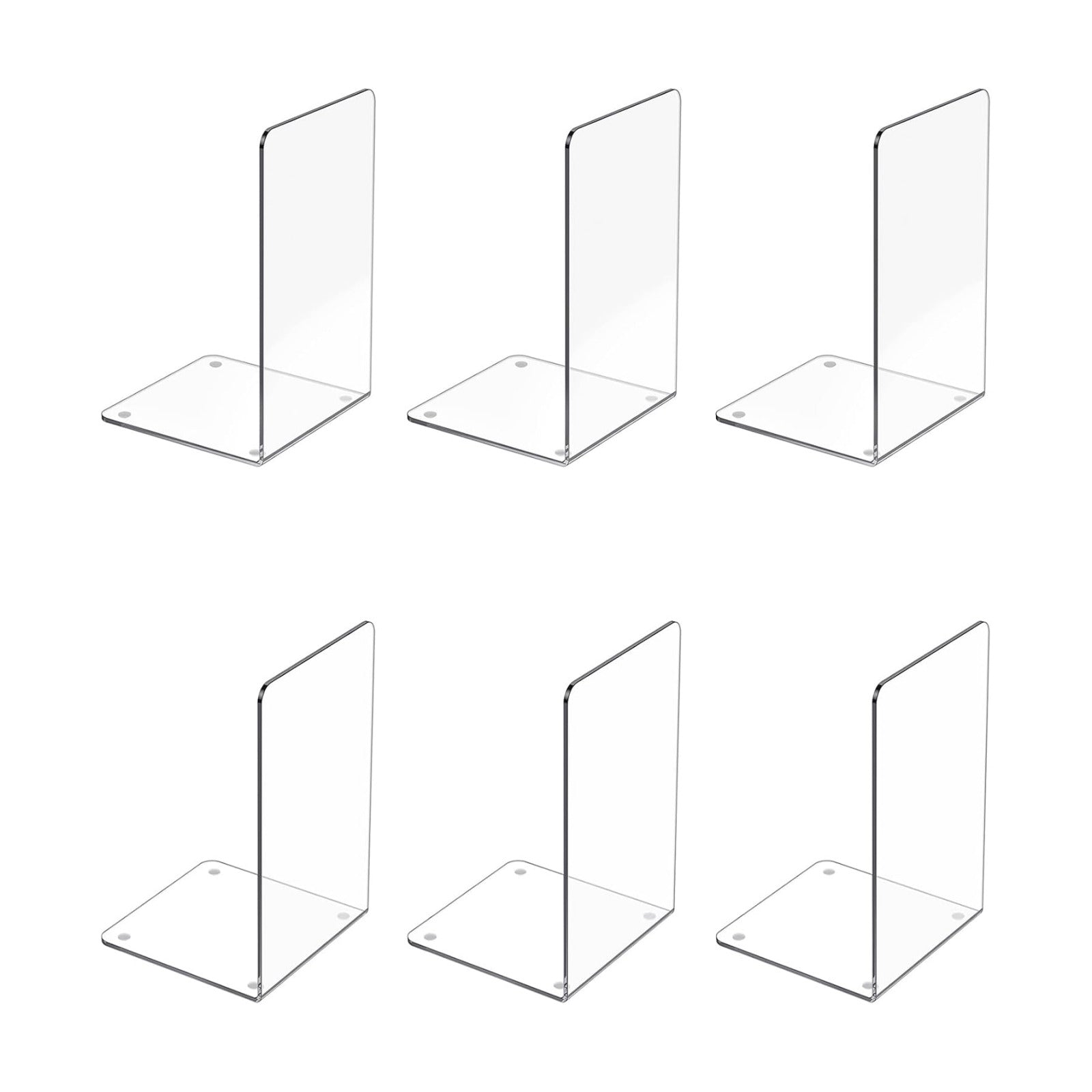 Acrylic Bookends / Book Ends / Clear / Set of 6