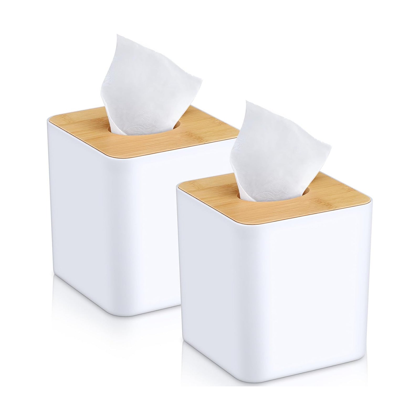 Tissue Box Cover Square Paper Holders Tissue Box Cover Plastic Holder / White / 5 x 5 / Set of 2
