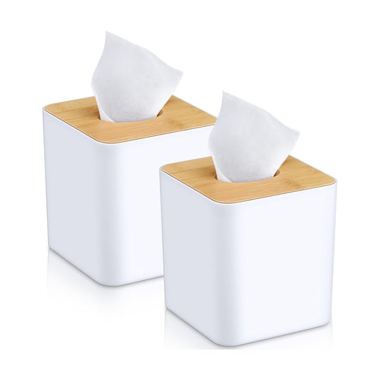 Tissue Box Cover Square Paper Holders Tissue Box Cover Plastic Holder / White / 5 x 5 / Set of 2