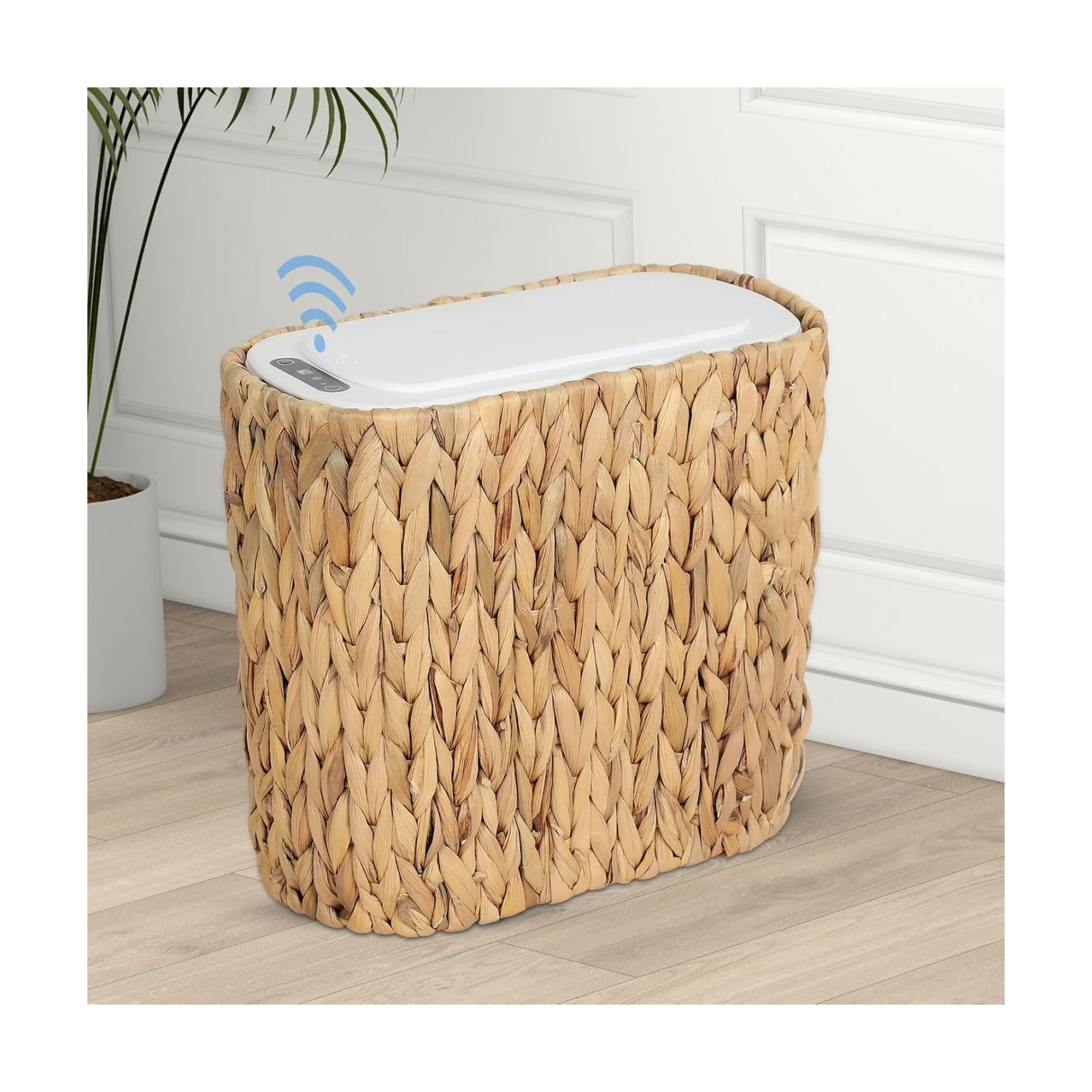 Boho Kitchen Trash Can / Water Hyacinth-auto