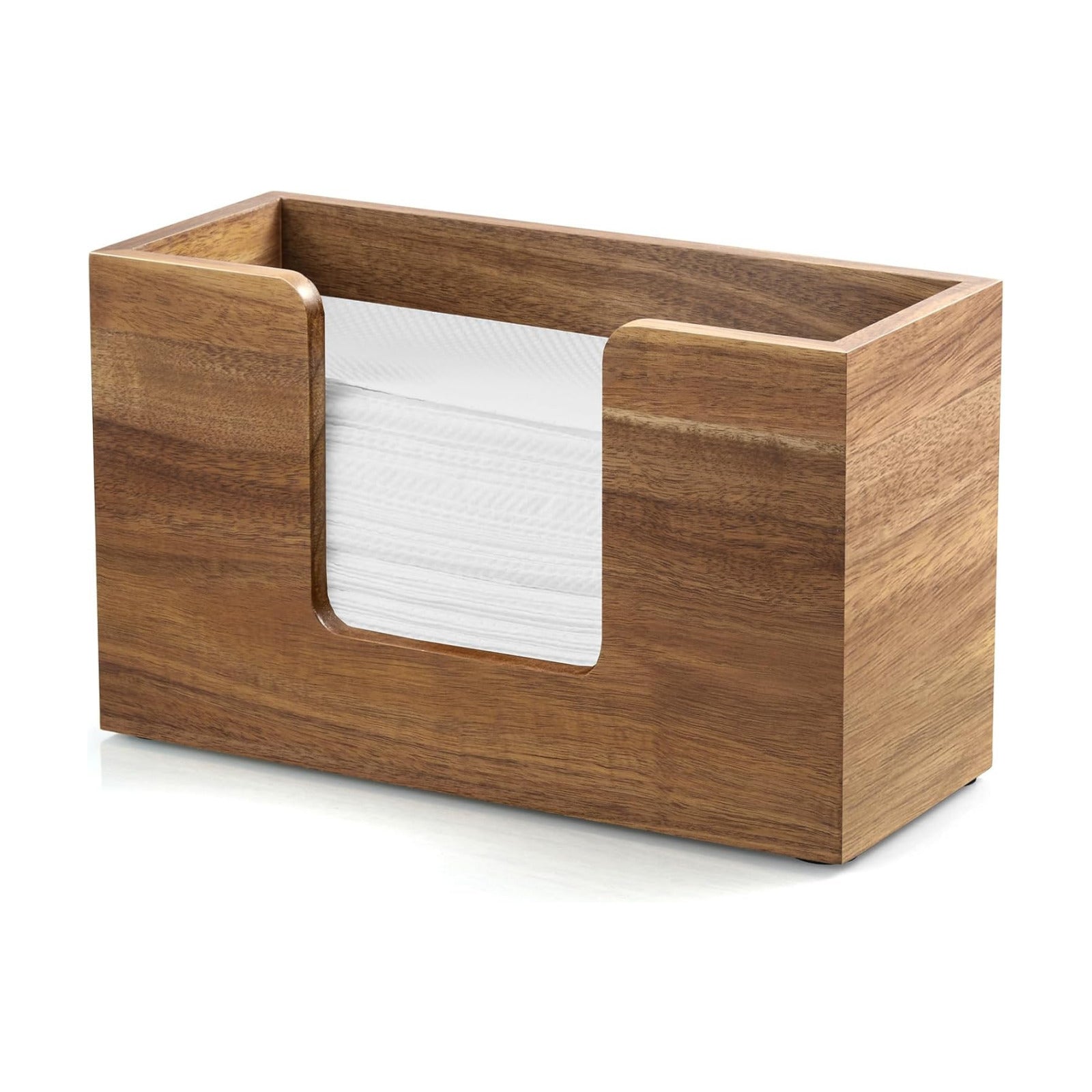 Paper Towel Dispenser Countertop, Acacia Wood Bathroom Paper Towel Holder, Napkin Holder for Kitchen, Multifold C-Fold