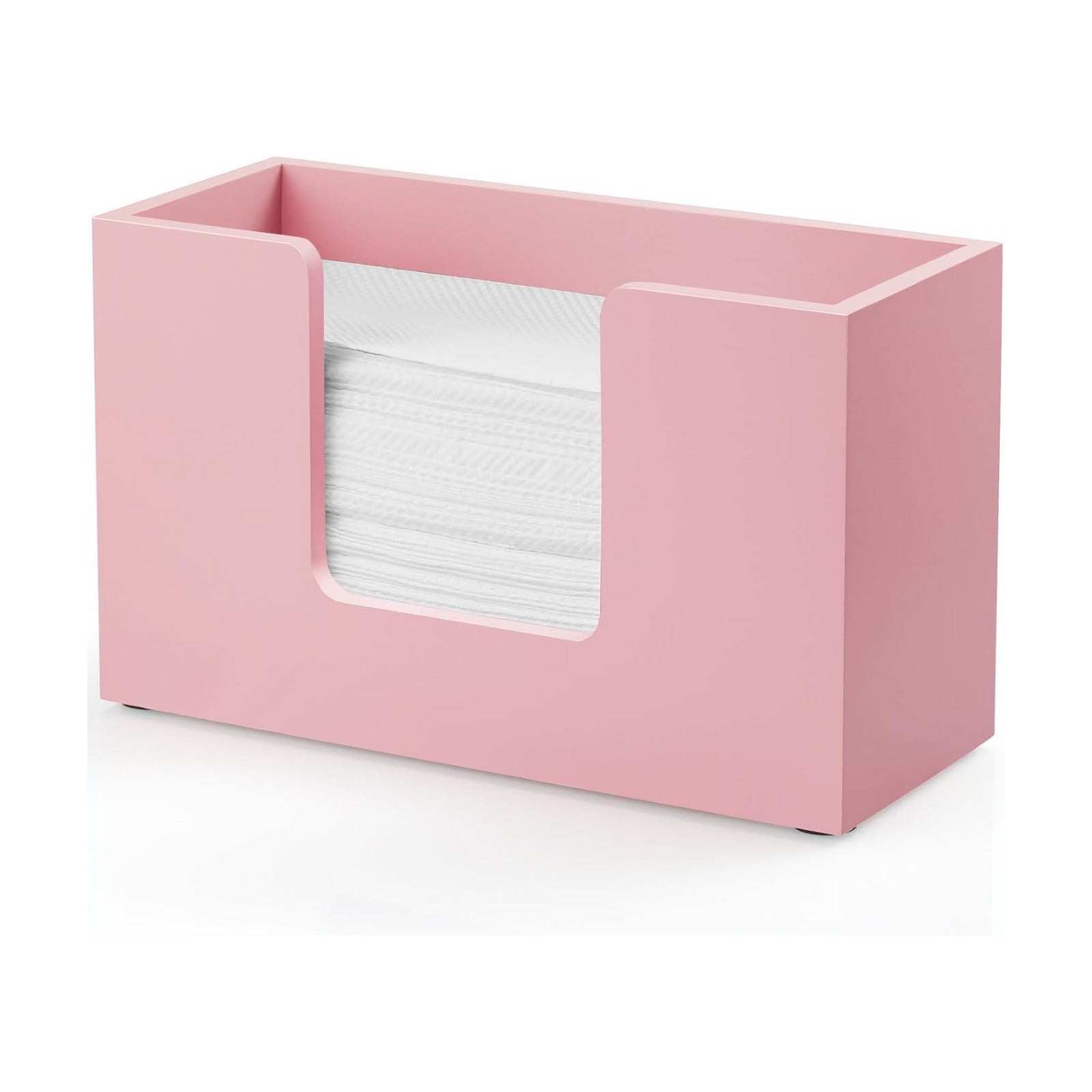 Paper Towel Dispenser Countertop, Wooden Bathroom Paper Towel Holder, Pink Napkin Holder for Kitchen, Countertop