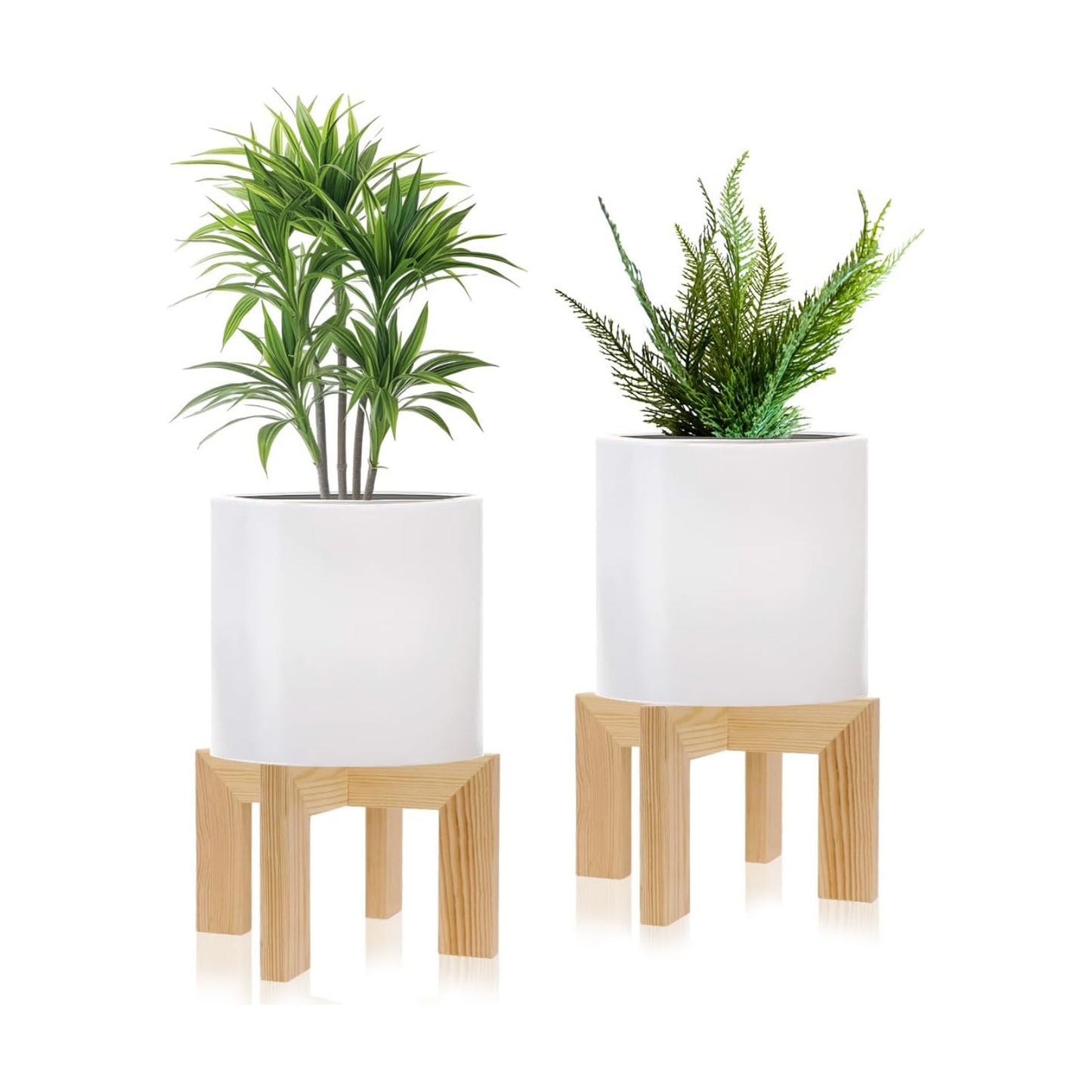 2 Pack Wood Plant Stand Indoor Holders for Plants, Sturdy Flower Pot Stands Plants Shelf, Wooden Stool for Patio Plant