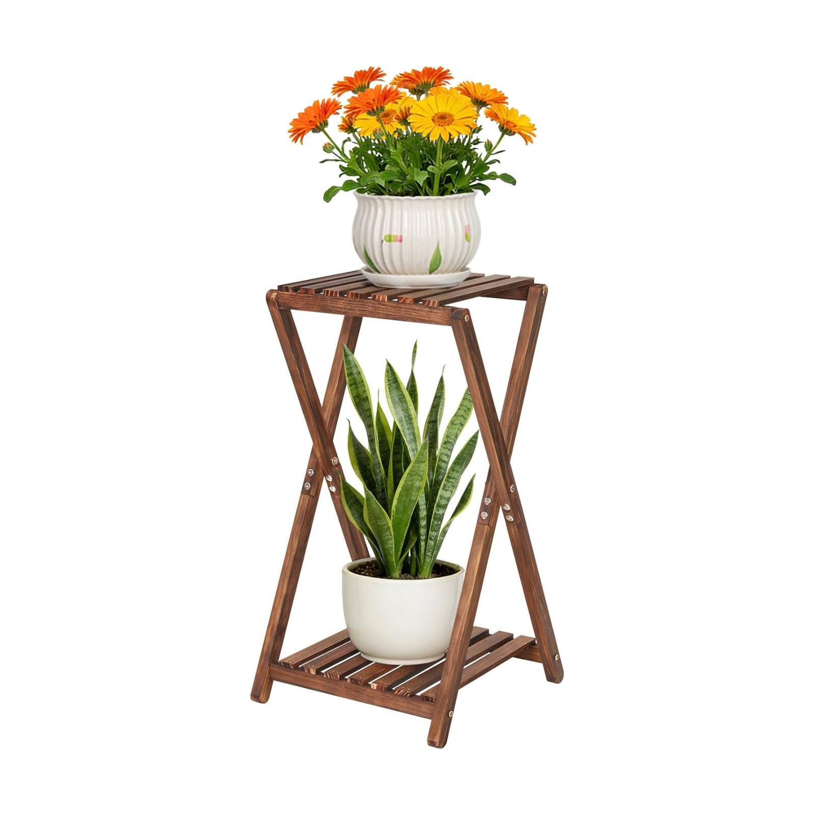 Wood Tiered Plant Stand Indoor,Corner Plant Shelf for Indoor Plants | Rustic Flower Pot Stand, Tall Single Plant Holder