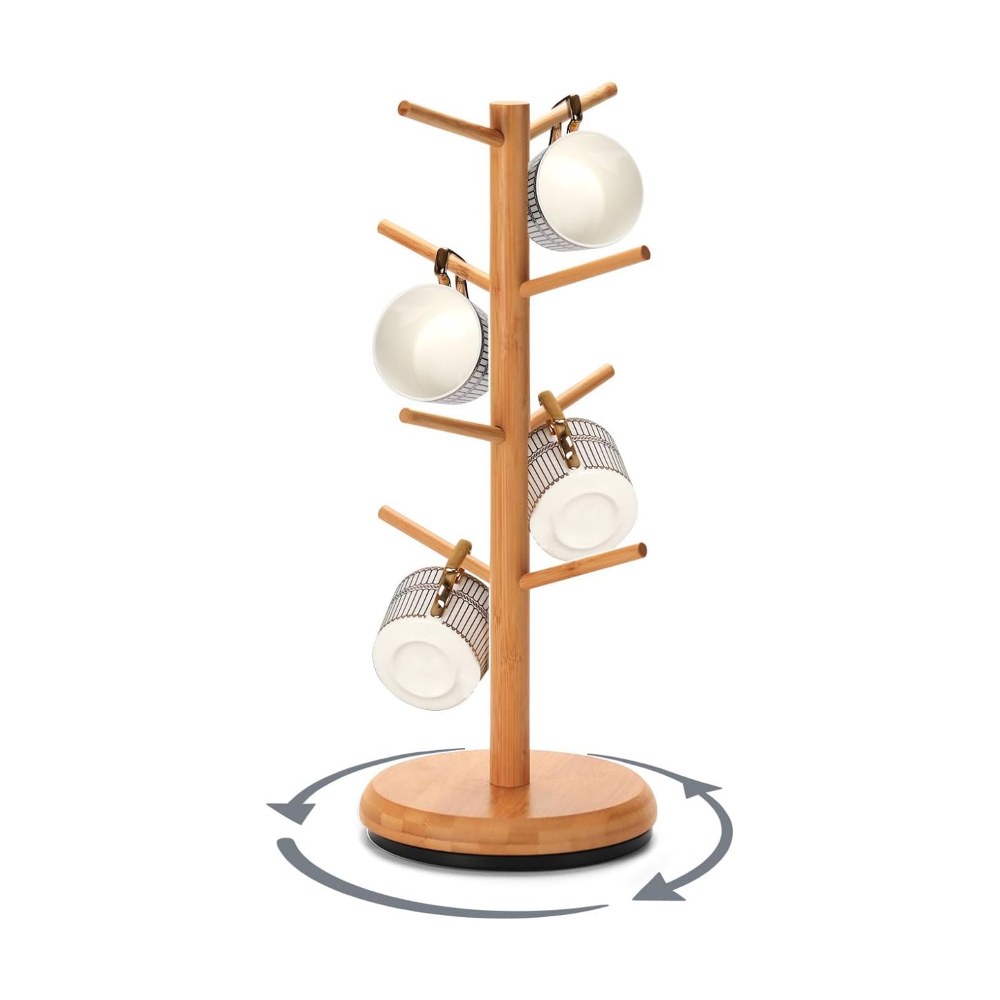 BAMBANG Mug Holder, 360° Rotating Mug Tree Holds 8 Coffee Cups, Space Saving Mug Rack with Stable Base for Kitchen