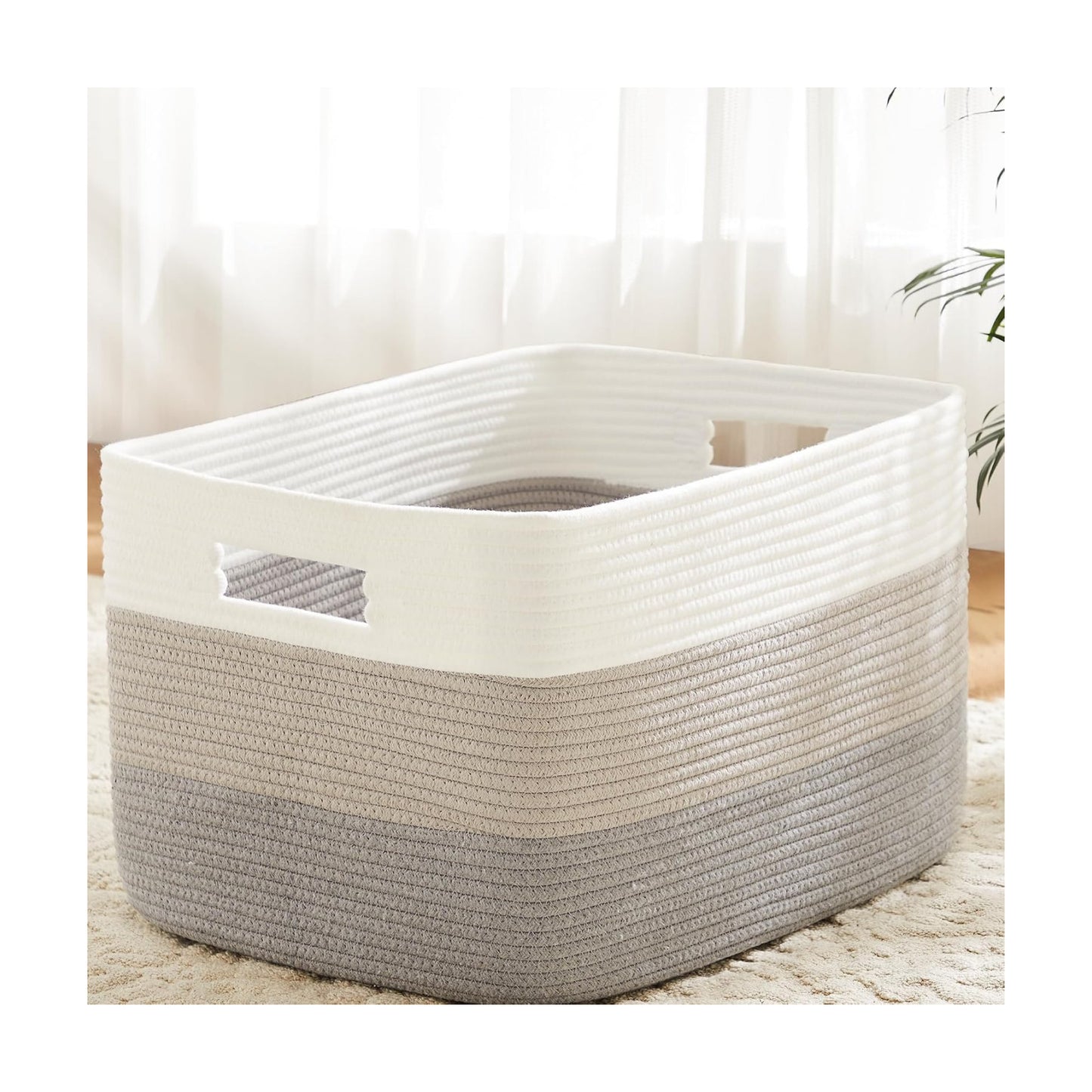 Rectangle Woven Baskets for Storage / Gray / 65L