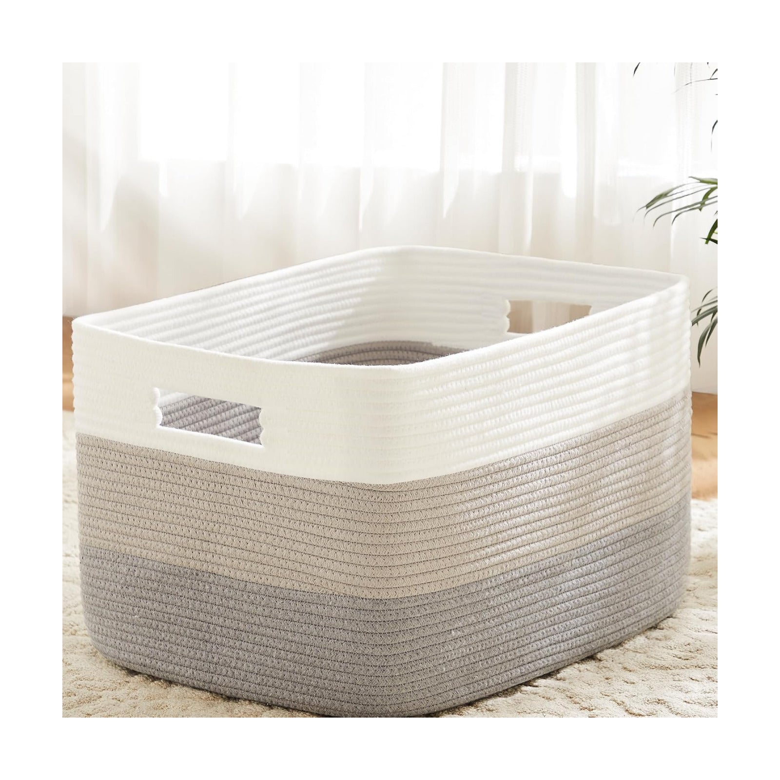 Rectangle Woven Baskets for Storage / Gray / 65L