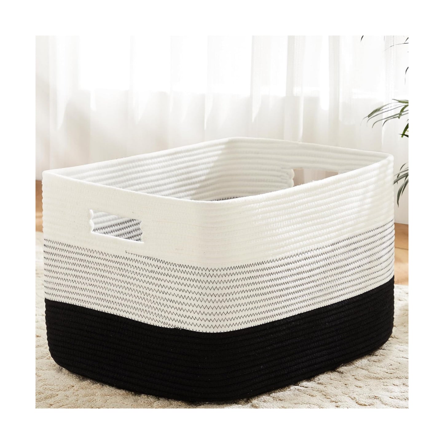 Rectangle Woven Baskets for Storage / Black / 65L