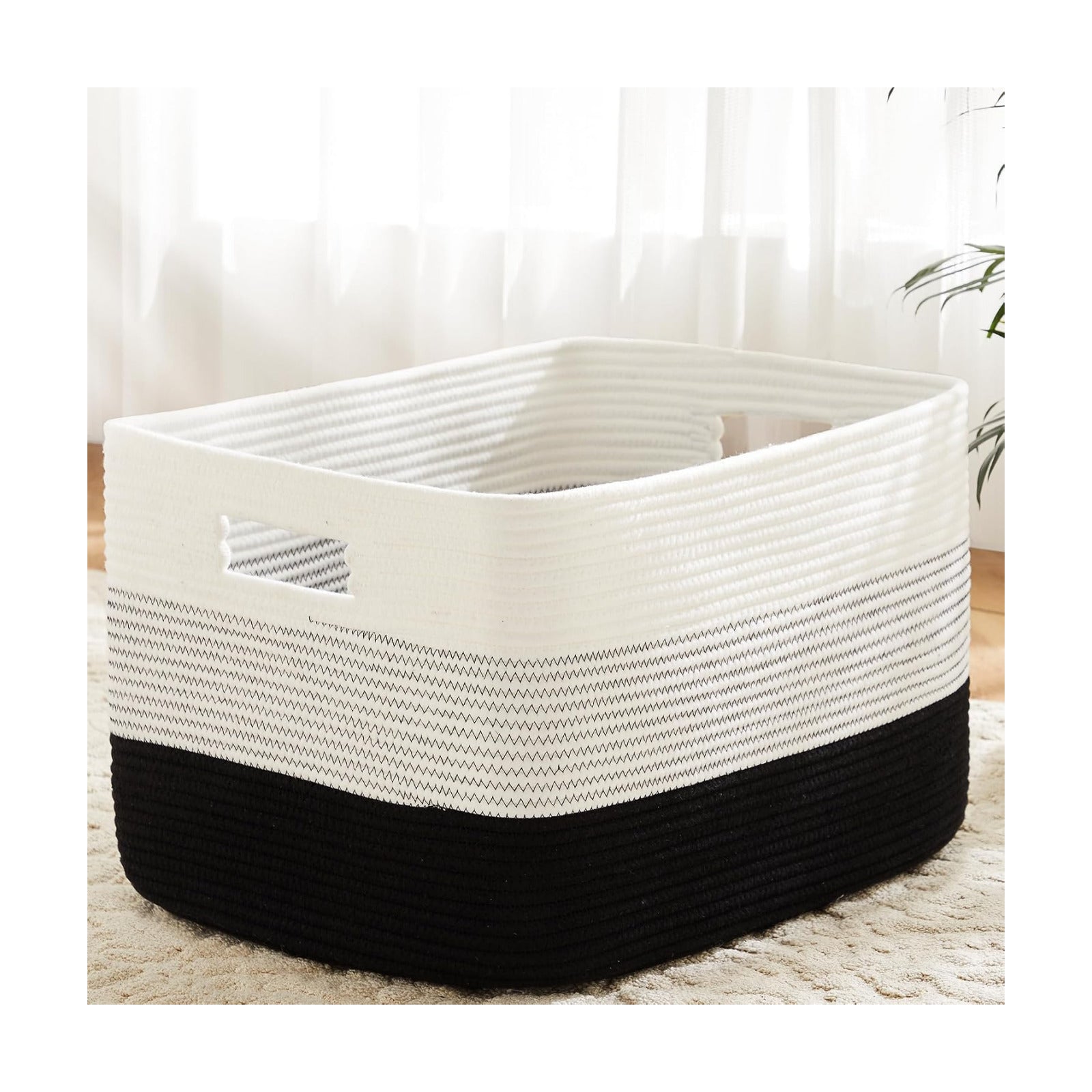 Rectangle Woven Baskets for Storage / Black / 65L