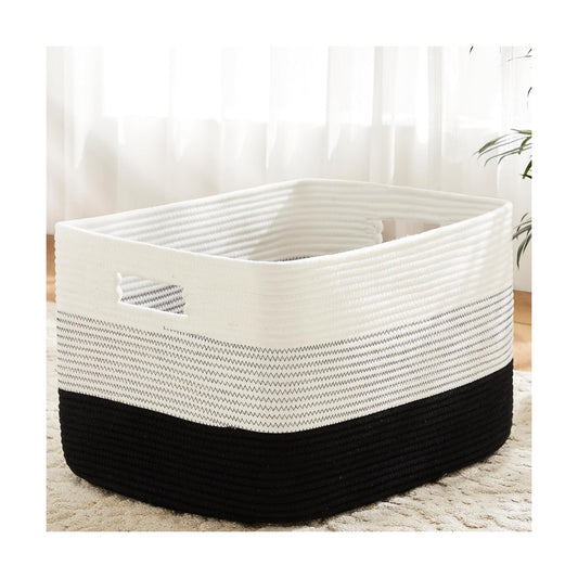 Rectangle Woven Baskets for Storage / Black / 65L