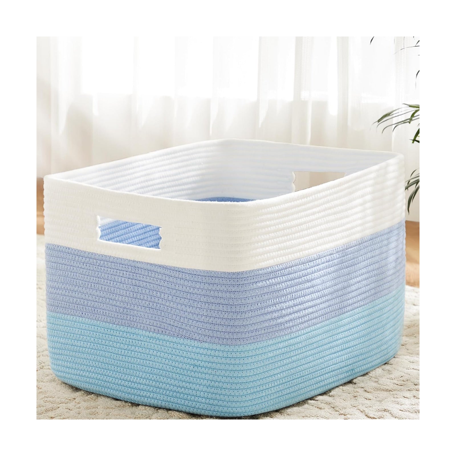 Rectangle Woven Baskets for Storage / Blue / 30L