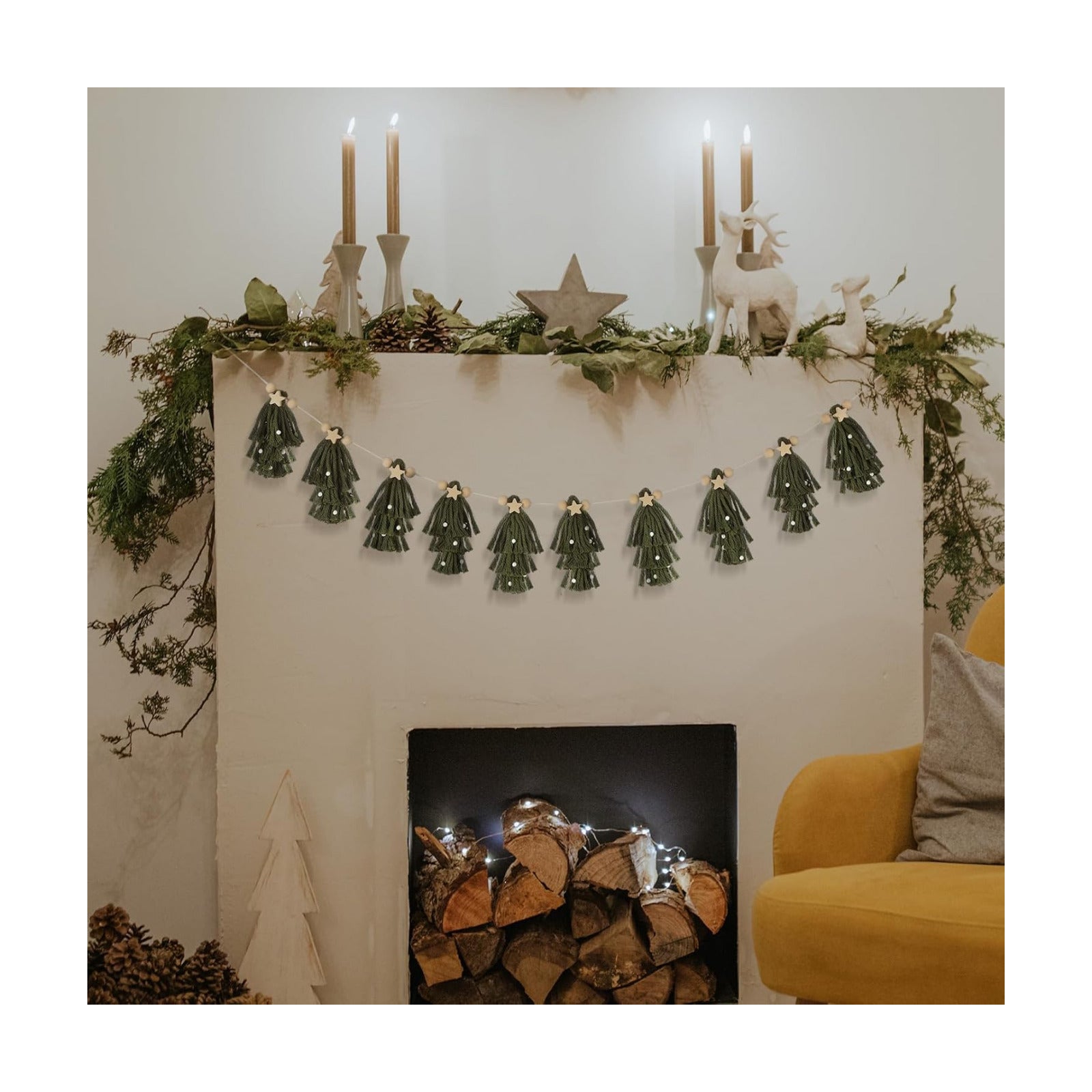 Boho Garland Vintage Tassel Garland / Green / Christmas / 60 Inch