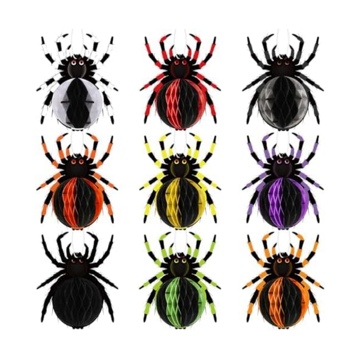 Containlol 9 Pieces Halloween Spider Decorations Halloween Tissue Spiders Honeycomb Spider Hanging Card Crafts for Home School Classroom Office Indoor Outdoor Halloween Decoration Supplies