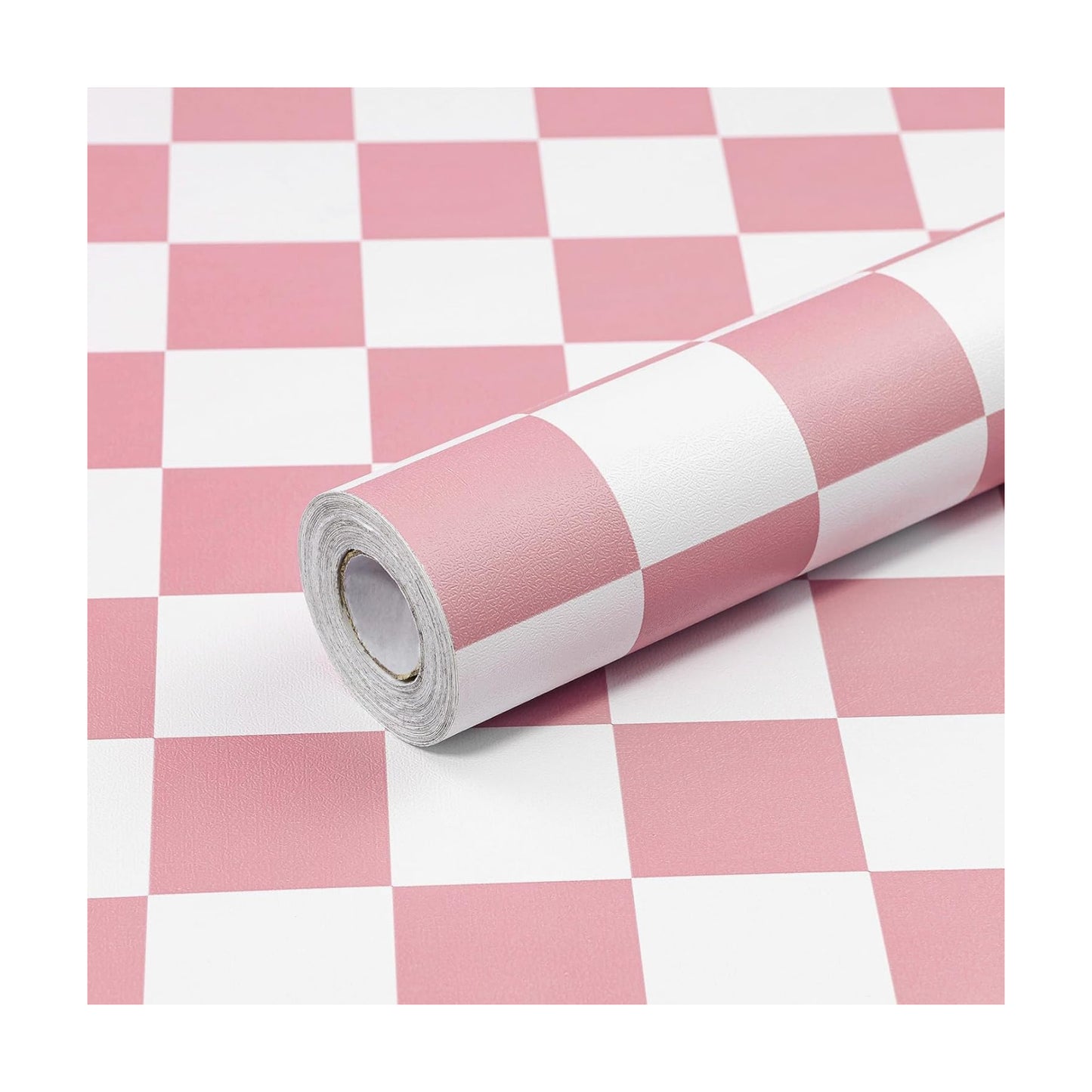 Checkerboard Peel and Stick Wallpaper " and White Contact Paper Self-Adhesive / 17.3 x 300 / Pink