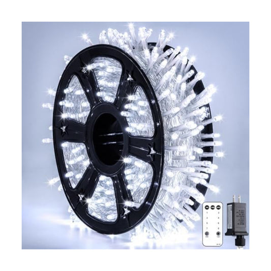 JMEXSUSS Clear Wire 720LED 230 FT White Christmas Lights with 8 Modes