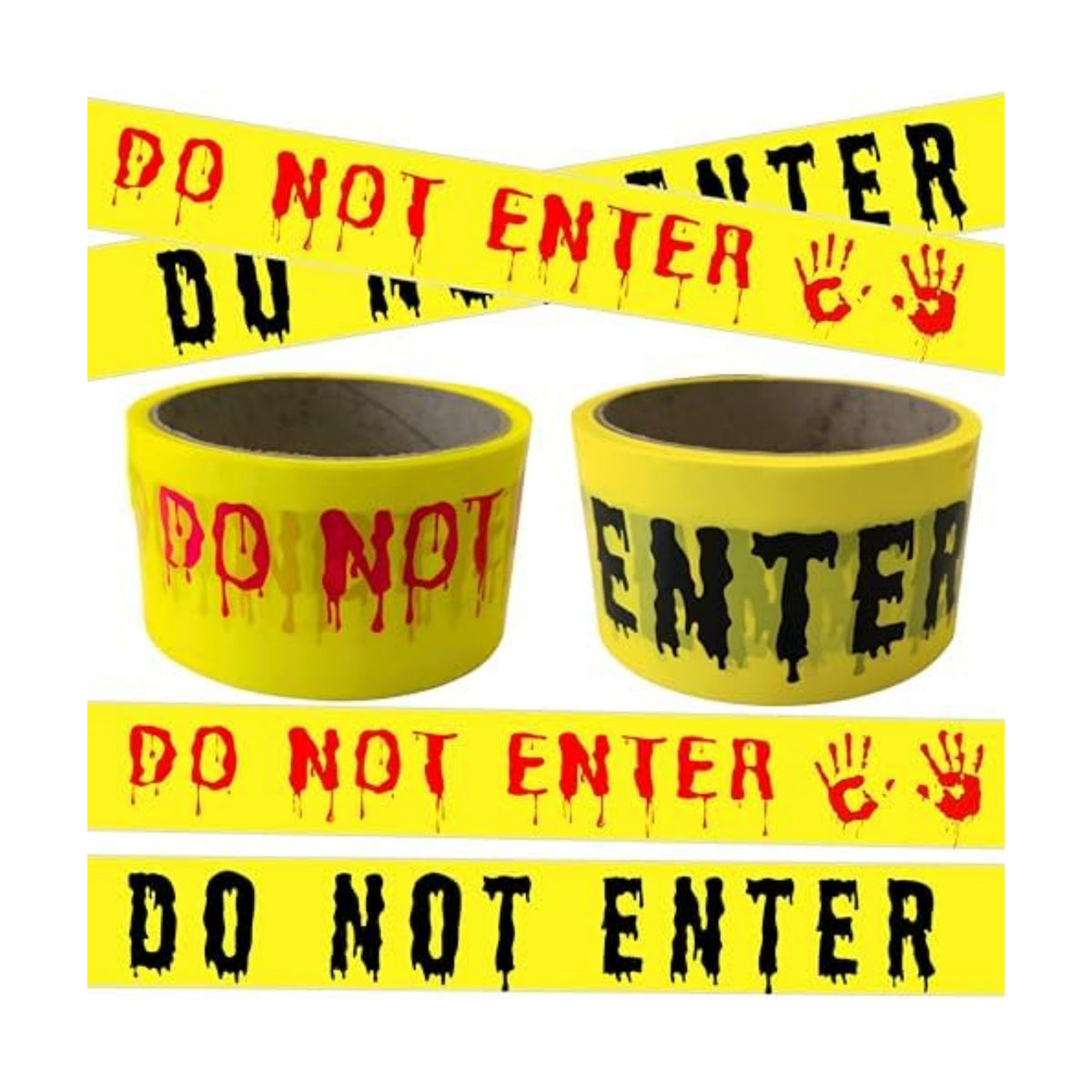 2Pcs Halloween Decorations Caution Tape - 2 inch x 164 feet Do Not Enter Caution Tape Roll Yellow Scary Hazard Warning Tape Safety Outdoor DIY Spooky Decorative for Party,Door,Danger Areas,Indoor