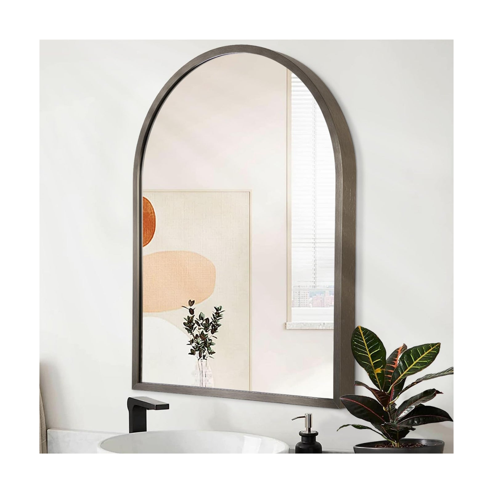 Aluminum Alloy Frame Brushed Wall Mounted Mirror for Livingroom Bedroom / 16"L x 12"W / Coffee