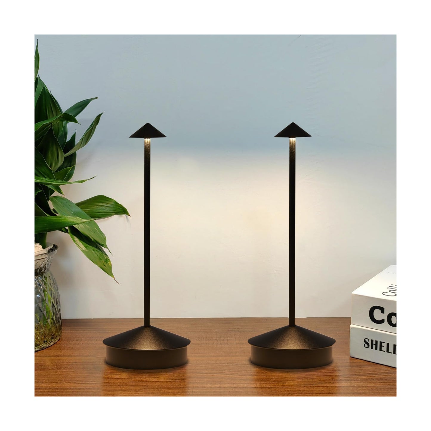 2 Pack Aluminum Cordless Table Lamp, 6000mAh Rechargeable Table Lamps, Portable Touch LED Lamp, Outdoor Waterproof