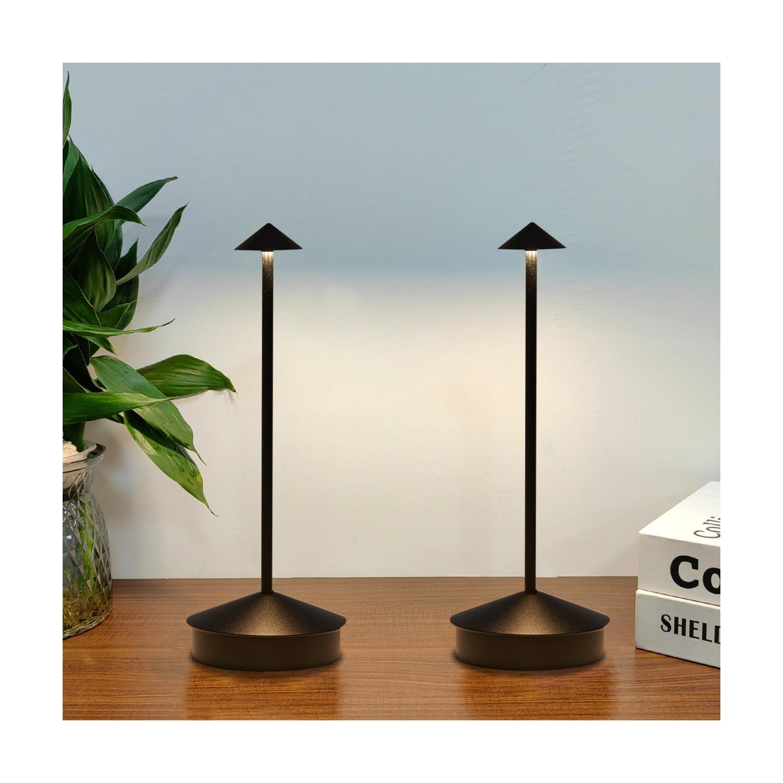 2 Pack Aluminum Cordless Table Lamp, 6000mAh Rechargeable Table Lamps, Portable Touch LED Lamp, Outdoor Waterproof