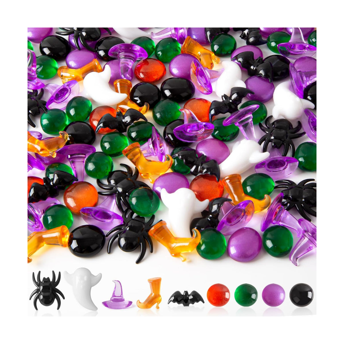 100+ Halloween Sensory Bin Filler & Vase Filler Acrylic Gems Mini Resin