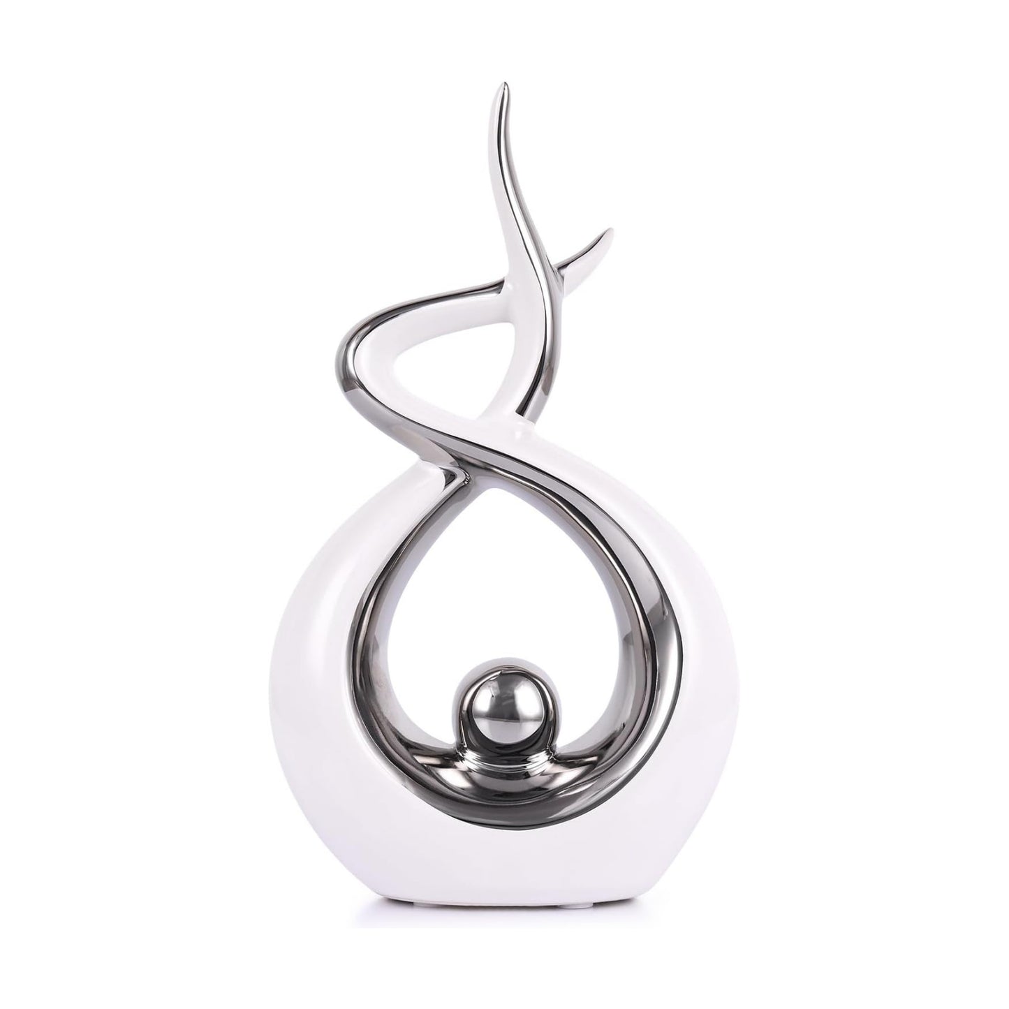 Ceramic Knick Knacks Statues / White Silver / Small