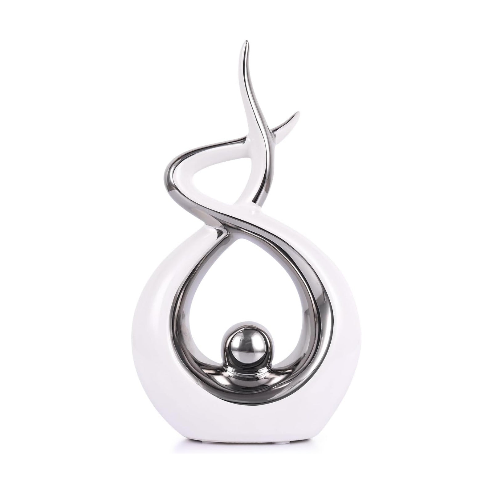 Ceramic Knick Knacks Statues / White Silver / Small