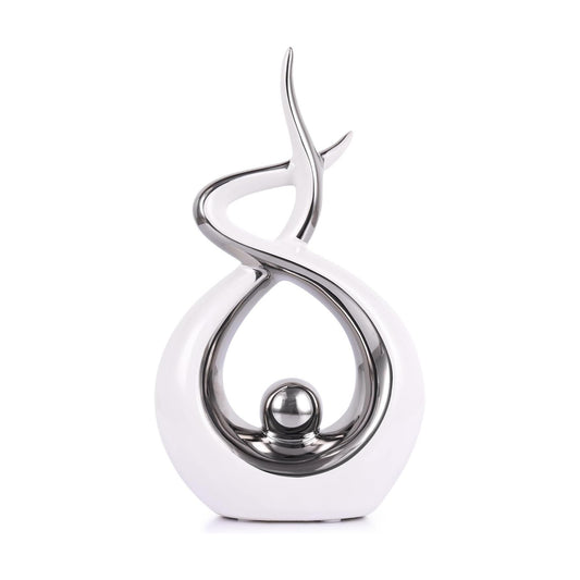 Ceramic Knick Knacks Statues / White Silver / Small