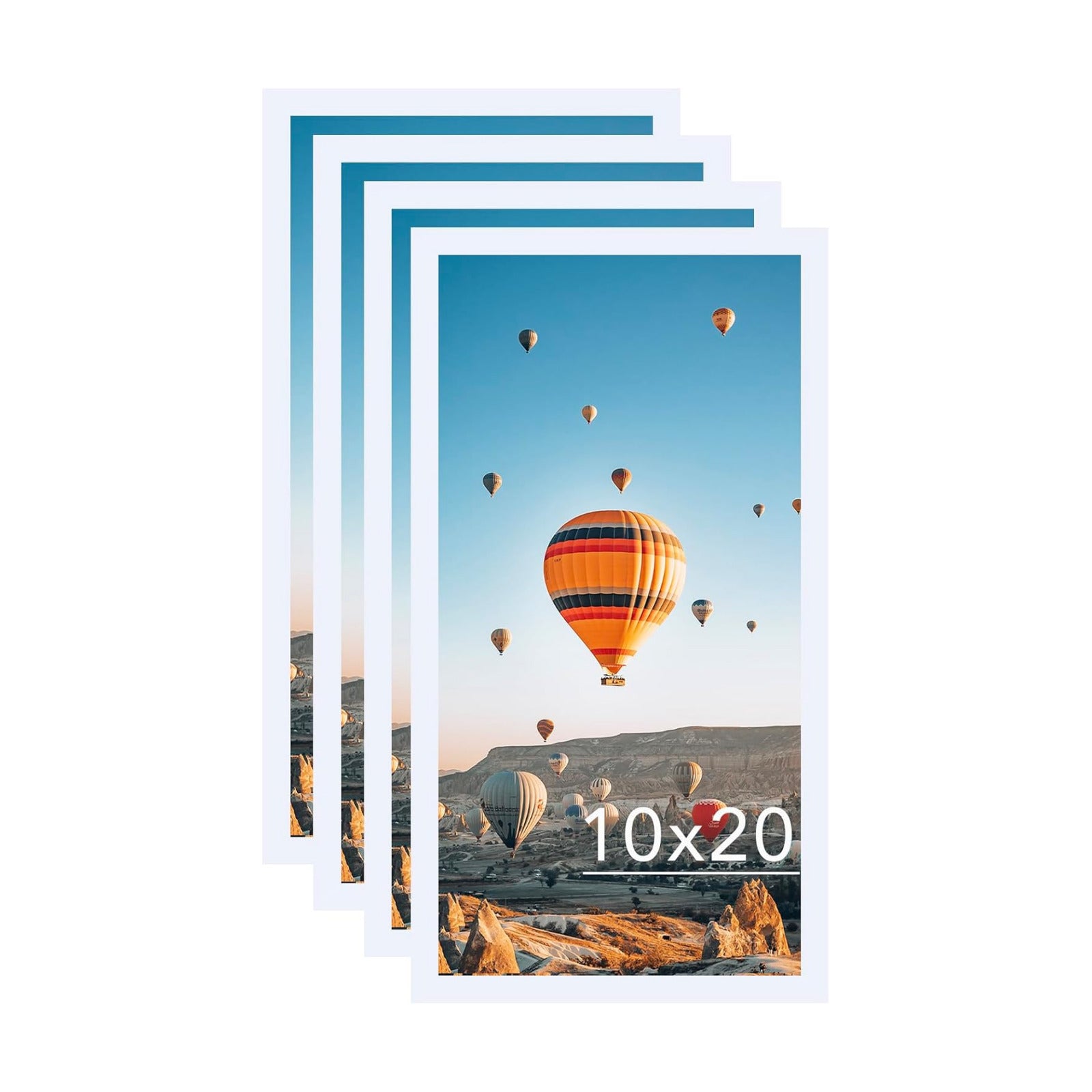 JCJMY 10x20 Picture Frame Set of 4 White for Wall Hanging, Wall Mounting Horizontally or Vertically, 10 x 20 Wall