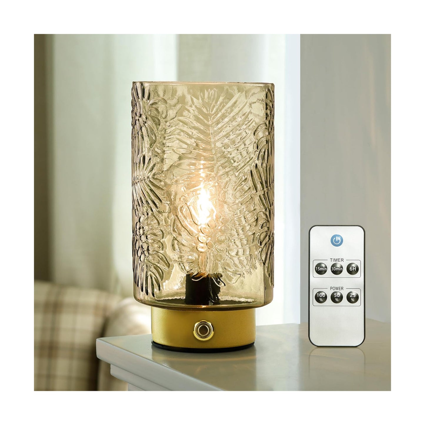 ULAROOM Cordless Lamps Rechargeable Battery Operated lamp,Glass Table Lamp Remote Control-Dimmable Brightness Touch