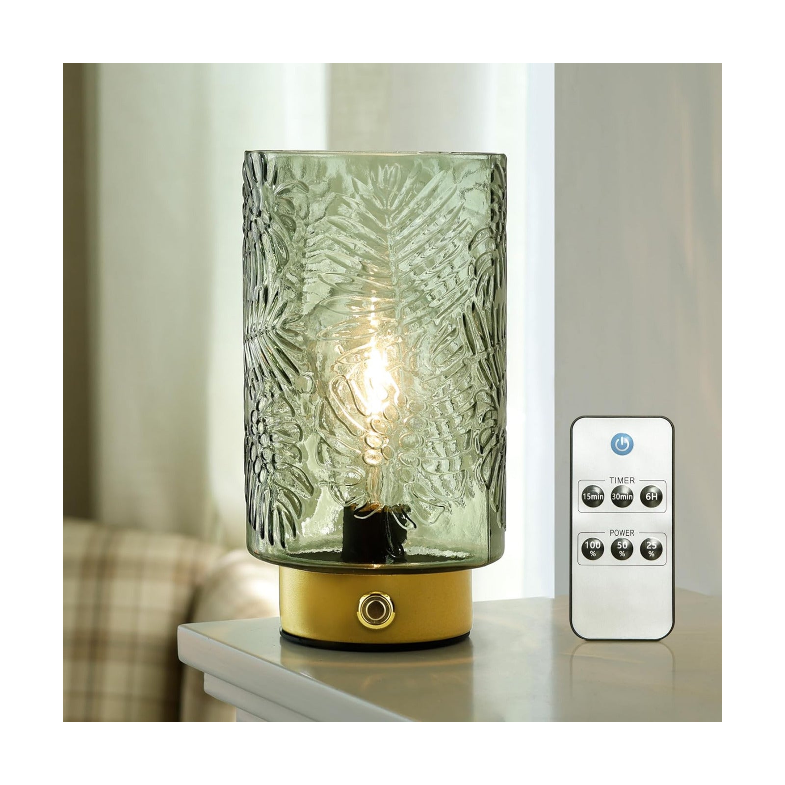 ULAROOM Cordless Lamp Rechargeable Battery Operated lamp, Glass Table Lamp Remote Control - Dimmable Brightness Touch
